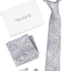 Newland Men's Handmade Silk Regular Width Necktie with Cufflinks Pocket Square and 3'' Tie Clip - In a Gift Box