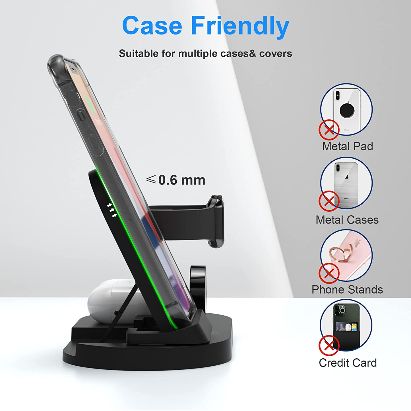 3 in 1 Wireless Charging Station DINTO Foldable Wireless Charging Dock for Apple Watch SE Series Airpods Pro, Cell Phone Wireless Charging Charger Stand Pad for Iphone 13/12 Pro Max/11 Series/Xs/Xr