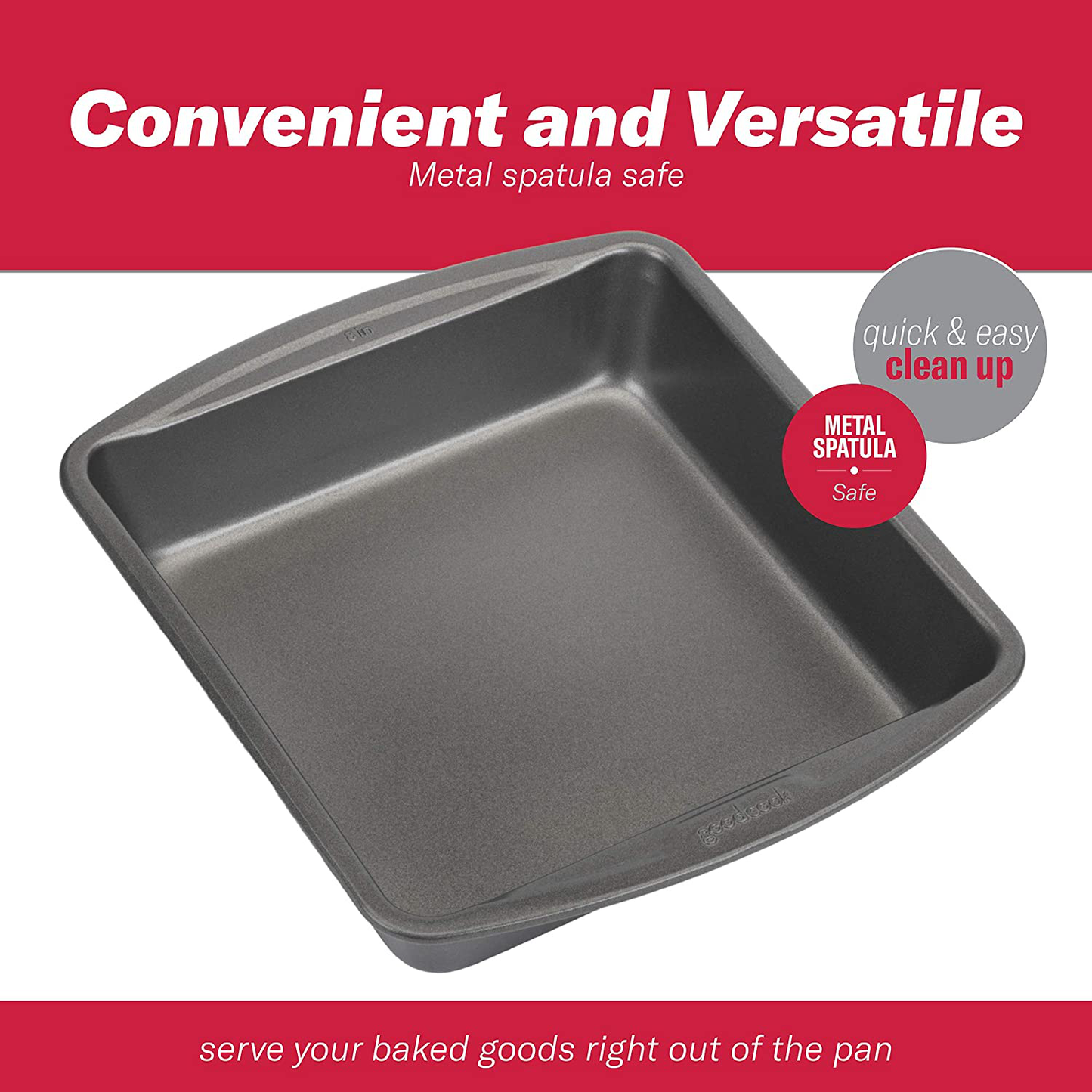 Good Cook 04017 786173391991 8 Inch x 8 Inch Square Cake Pan, 8 x 8 Inch, Grey