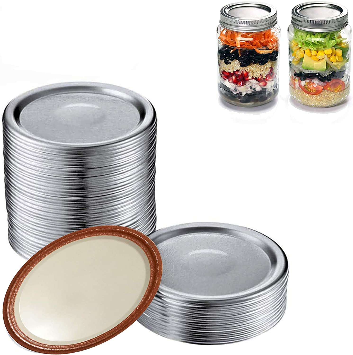 Canning Lids, Regular Mouth Mason Jar Lids, Replacement Split-Type Leak Proof , Secure Canning Caps for Canning, Silver (12 Pcs, 2.75 Inch /70mm)