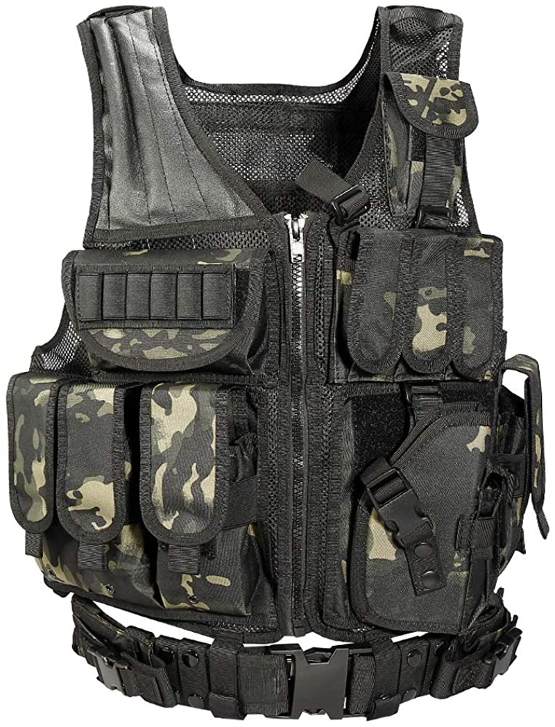 Tactical Vest Outdoor Ultra-Light Breathable Combat Training Vest Adjustable for Adults