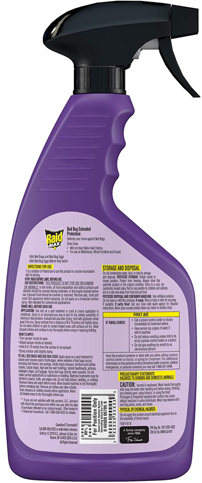 Raid Max Bed Bug Crack & Crevice Extended Protection Foaming Spray, Kills Bed Bugs for up to 8 weeks*, 22 Oz, Pack of 4
