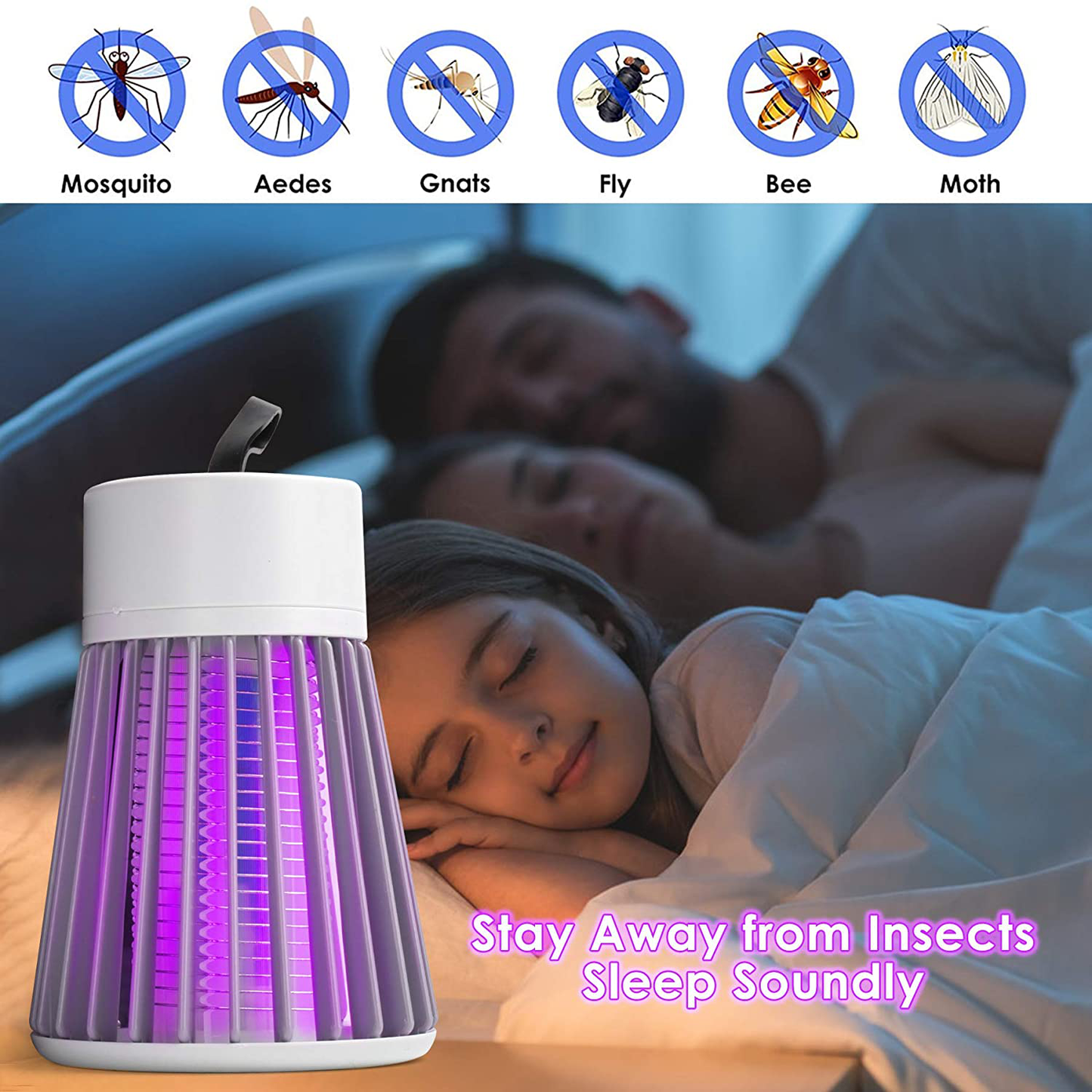 Bug Zapper Effective Attractant Insect Fly Pest Trap White Electric Mosquito Zappers Killer,Insect Fly Trap for Backyard,Patio,Hangable Electronic UV Lamp for Outdoor and Indoor Patio(with Free Plug)
