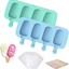 Ouddy Upgrade 2 Pack Large Popsicle Molds, Ice Cream Mold & Silicone Cakesicle Molds with 50 Wooden Sticks & 30 Popsicle Bags for DIY Ice Pop and Cake