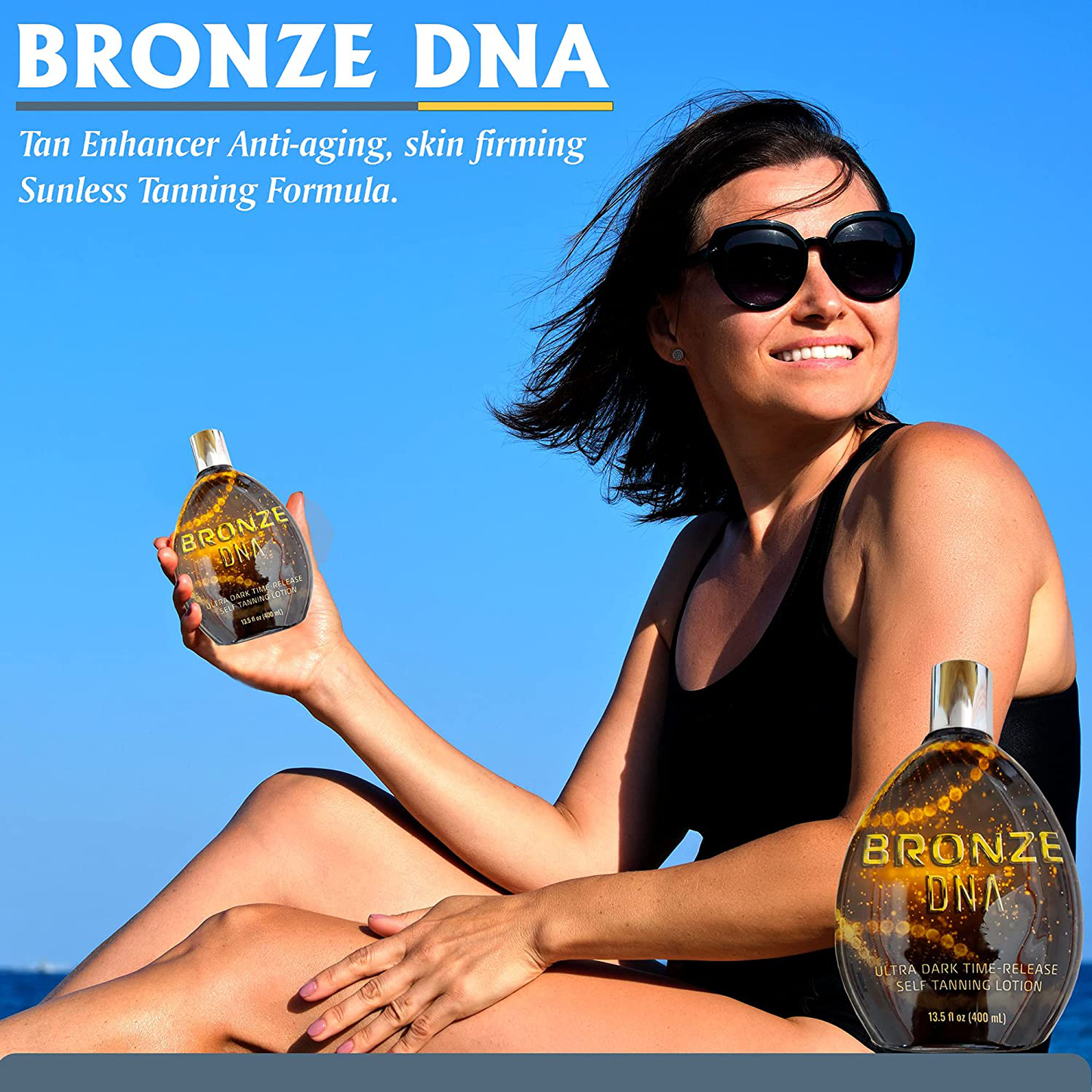 Bronze DNA Natural Sunless Self Tanner Lotion – Sunless Self Tanner for Women and Men – the Gradual Self Tanner for Light, Medium & Dark Tans – XL 13.5 Oz Bottle