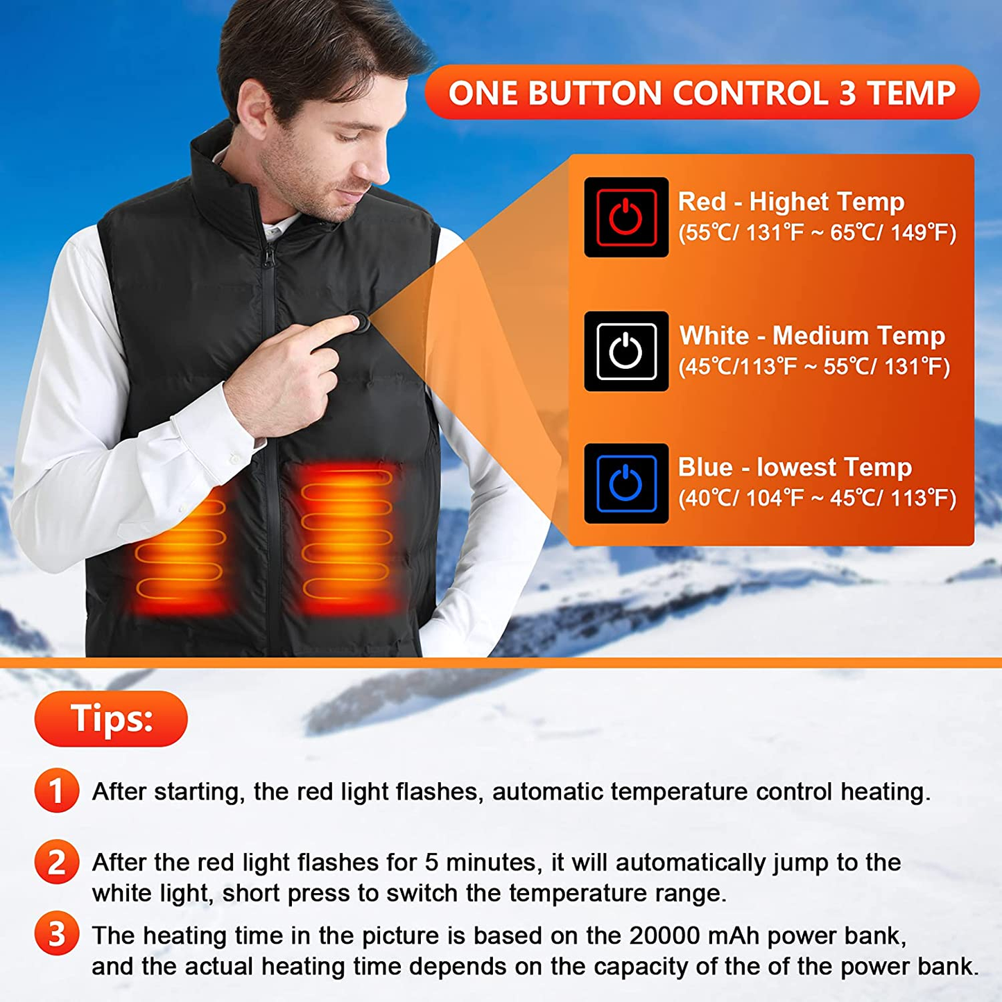 Aastin Heated Vest for Men, Electric USB Heating Vest Thickened Lightweight to Keep Body Warm, Battery Not Included