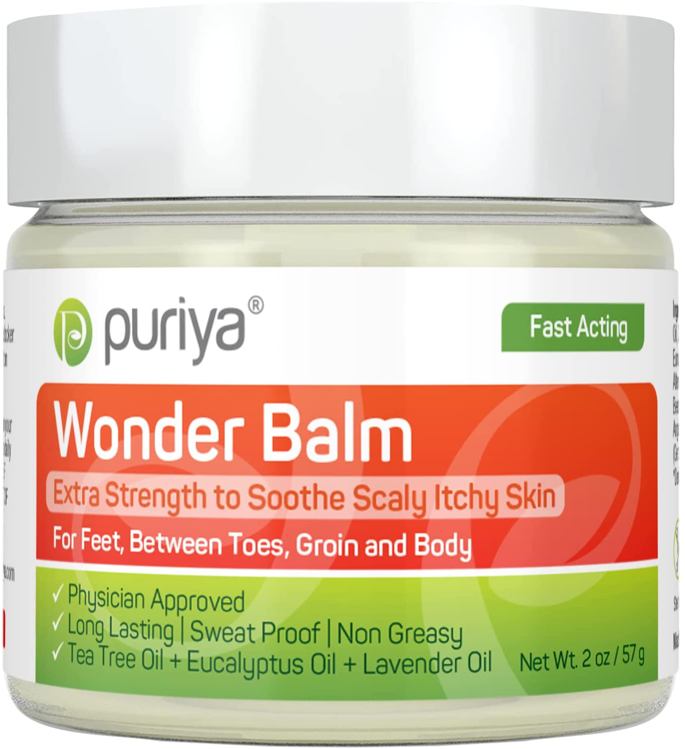 Tea Tree Oil Wonder Balm by Puriya, Fast Acting Comfort Cream for Sweat-Prone Skin Areas, Doctor Approved, Extra Strength for Athletes Itchy Foot, Groin and Body, Feel Protected, Smell Fresh All Day