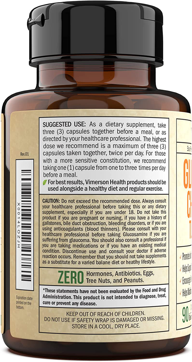 Glucosamine with Chondroitin Turmeric MSM Boswellia. Supports Occasional Joint Discomfort Relief. Helps Inflammatory Response, Antioxidant Properties. Supplement for Back, Knees, Hands. 90 Capsules