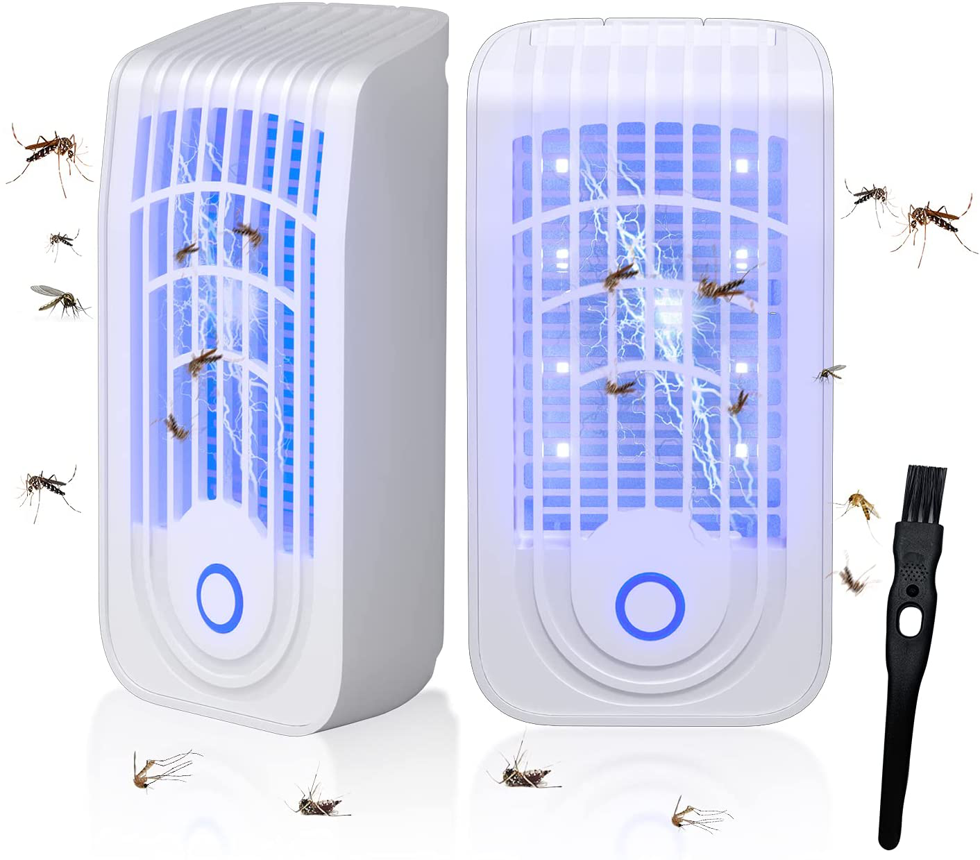 BOYON Bug Zapper, 2 Packs Indoor Plug-in Mosquitos Insects, Electronic Mosquito Killer Indoor Fruit Fly Traps with LED Light for Home， Kitchen， Bedroom, Office (White)