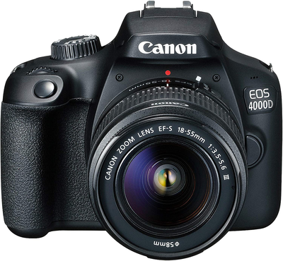 Canon EOS 4000D DSLR Camera with 18-55mm f/3.5-5.6 Zoom Lens, 64GB Memory,Case, Tripod and More (28pc Bundle)