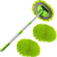 2 In 1 Car Wash Brush with Long Handle Aluminium Alloy 44 Inches, Chenille Microfiber Car Wash Mop Mitt Scratch Free Duster with Extension Pole, Car Cleaning Supplies Kit,3 Pcs Mop Heads (Green)