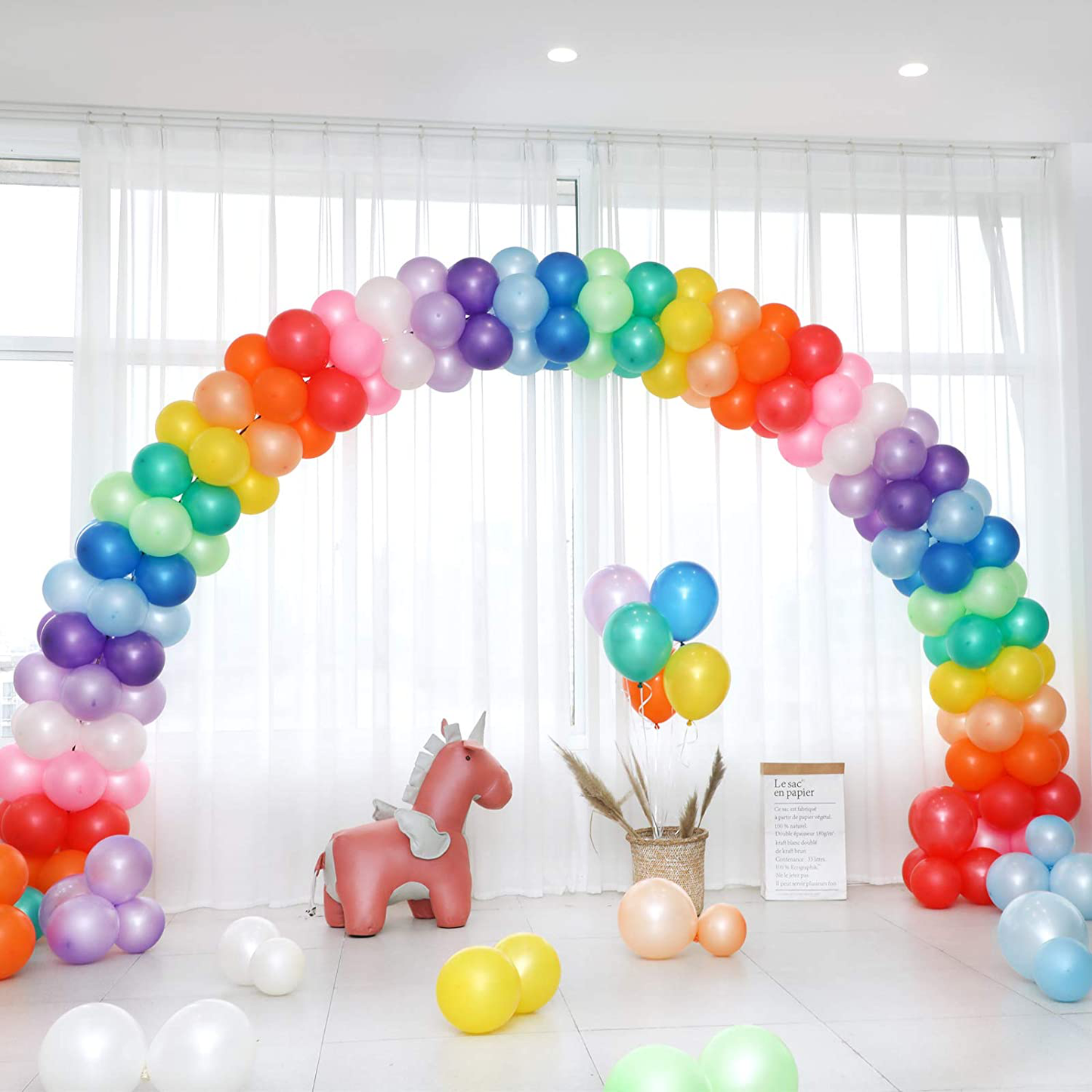 RUBFAC 120 Balloons Assorted Color 12 Inches 12 Kinds of Rainbow Latex Balloons, Multicolor Bright Balloons for Party Decoration, Birthday Party Supplies or Arch Decoration