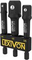 LEXIVON Impact Grade Socket Adapter Set, 3" Extension Bit With Holder | 3-Piece 1/4", 3/8", and 1/2" Drive, Adapt Your Power Drill To High Torque Impact Wrench (LX-101)