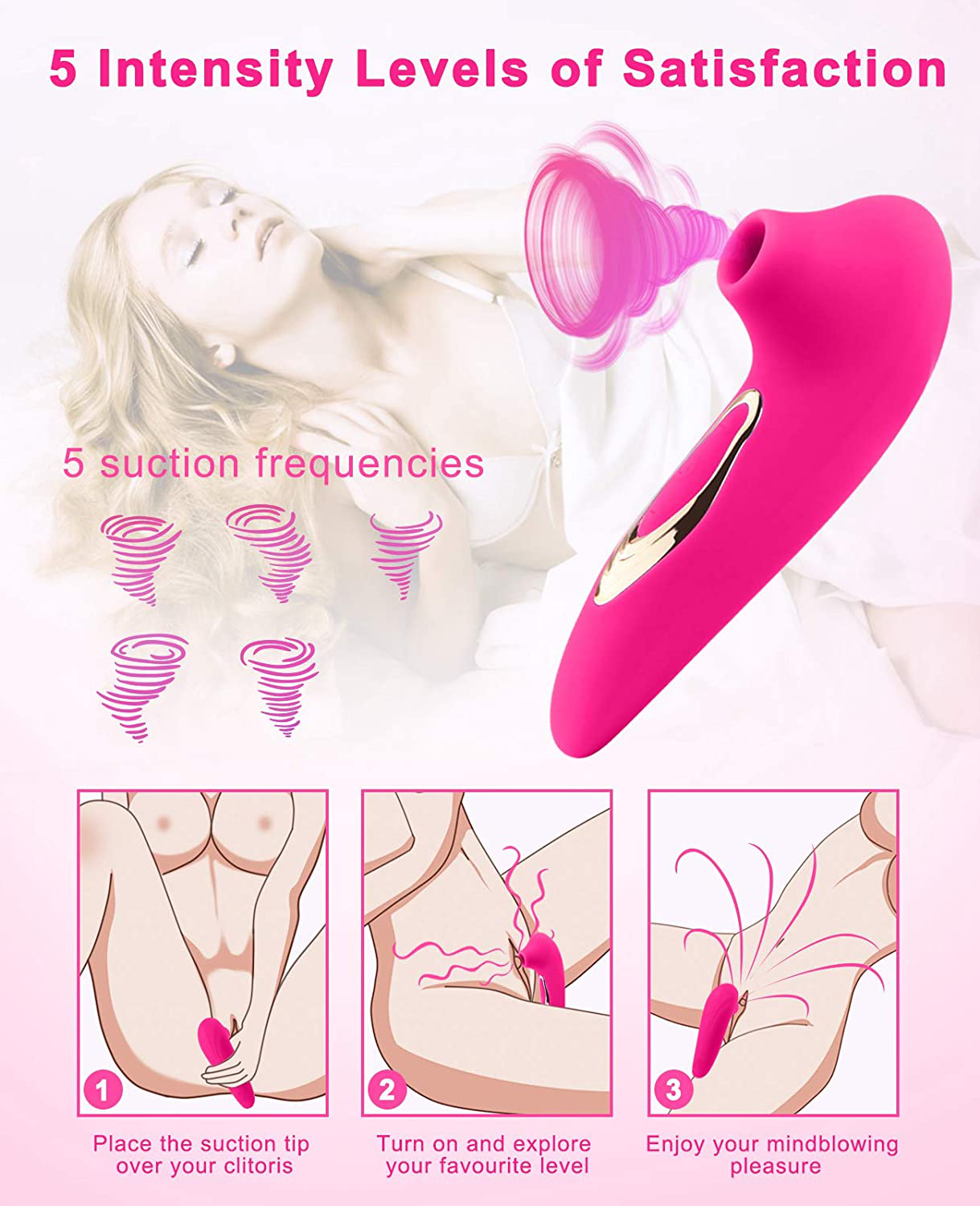 Clitoral Sucking G Spot Vibrator with 5 Frequencies Waterproof Rechargeable Clit Sucker Nipple Stimulator Adult Sex Toys for Women Couples