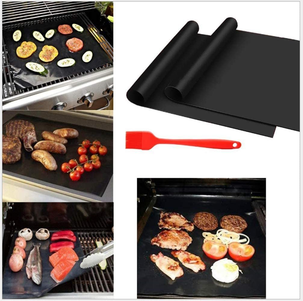 Grill Mat Set of 8 - 100% Non-Stick BBQ Grill Mats,Best BBQ Grill Mat-Ptfe Teflon Baking Sheets-Reusable and Dishwasher Safe - Easy Clean & Easy Use on Gas,Charcoal,Electric Grill (8PCS 40X33)