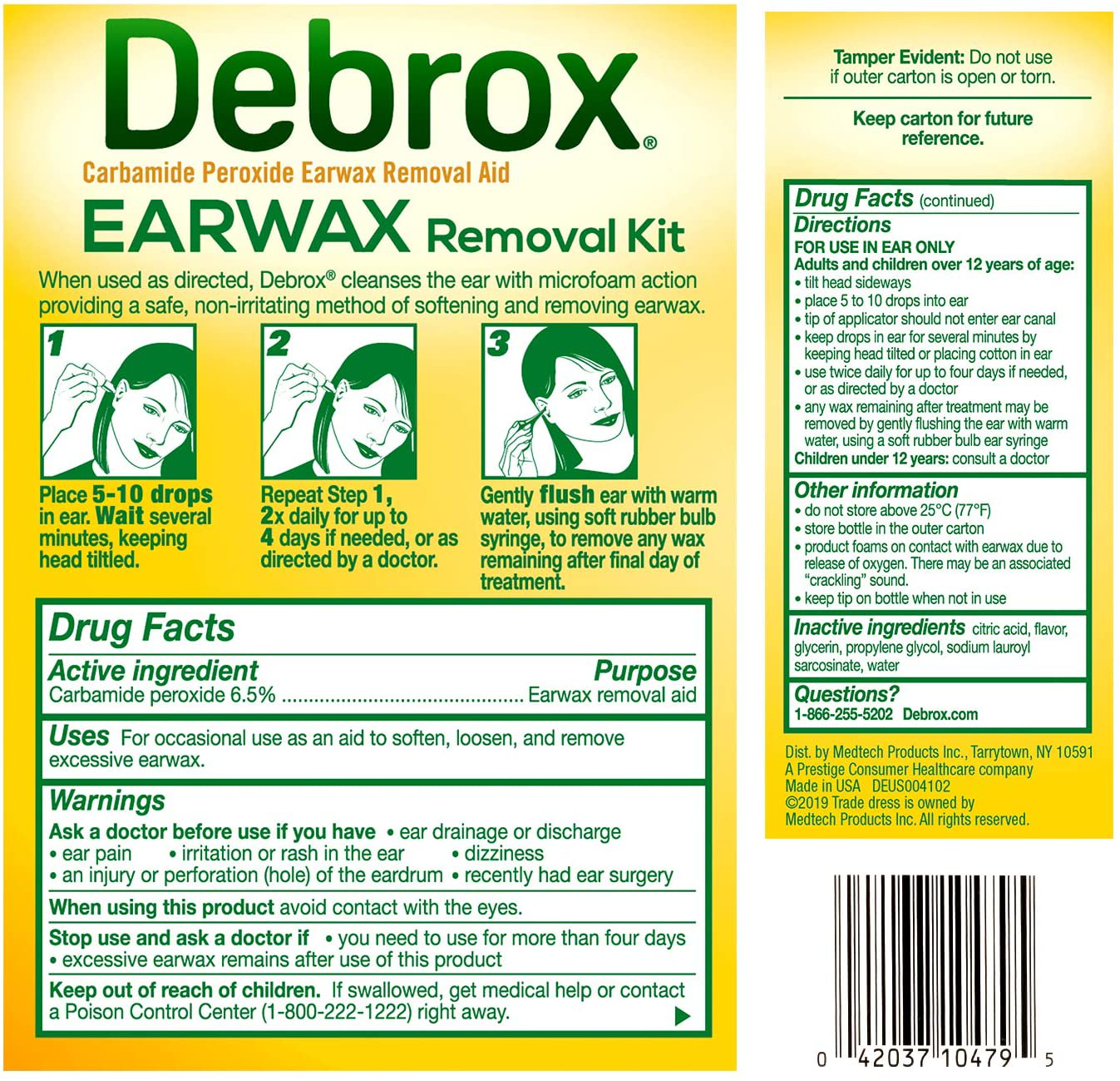 Debrox Earwax Removal Kit, Includes Drops and Ear Syringe Bulb, 0.5 Oz