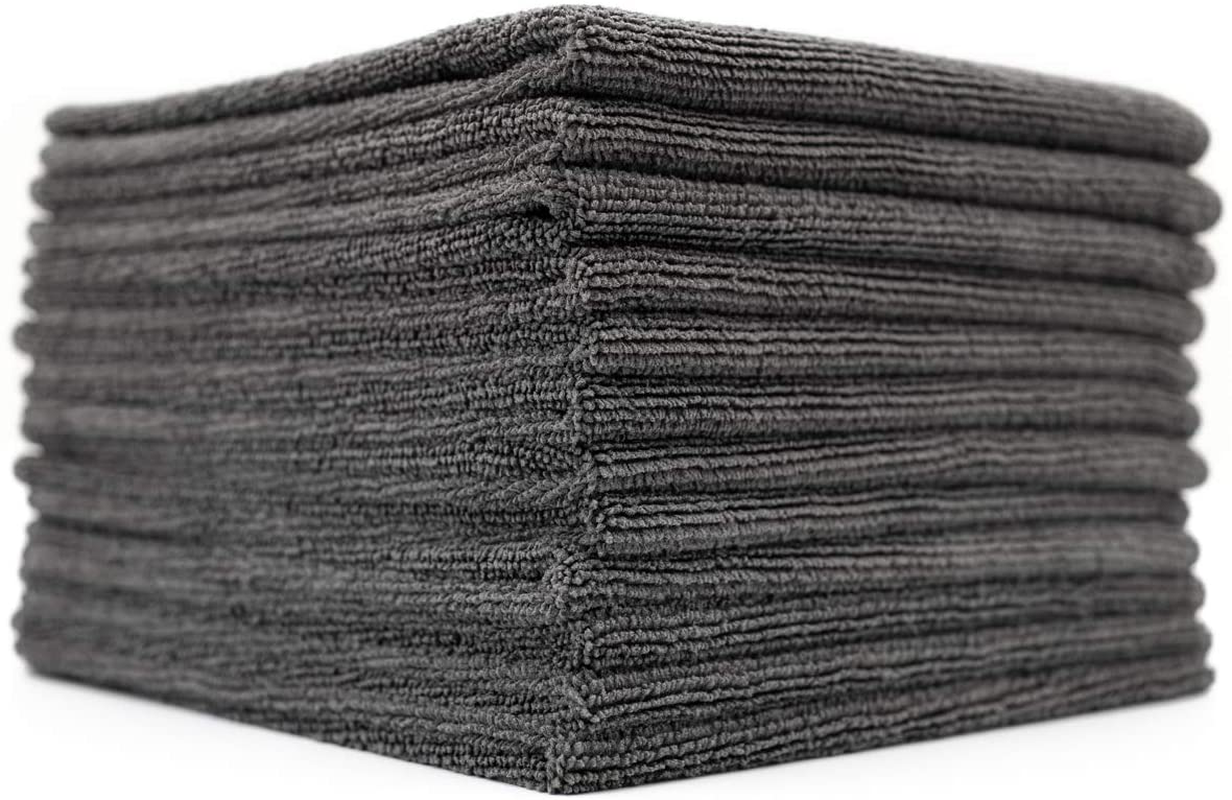 (12-Pack) 16 in. x 16 in. Commercial Grade All-Purpose Microfiber Highly Absorbent, LINT-Free, Streak-Free Cleaning Towels - THE RAG COMPANY (Grey)