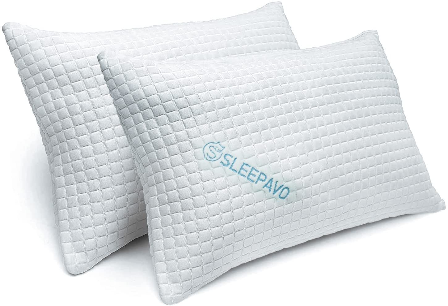 Memory Foam Pillows Queen Size Set of 2 - Bamboo Cooling Bed Pillows for Sleeping for Stomach, Back and Side Sleeper - Firm Cool Shredded Memory Foam Pillows 2 Pack Queen Pillows Sets - Memory Pillow
