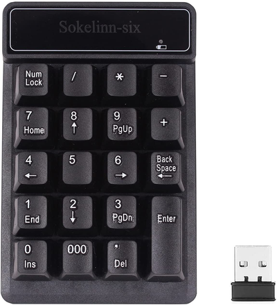 Numeric Keyboard,2.4G Wireless 19 Keyboard Number Pad Silent Keypad USB Receiver for Laptop Notebook Windows System