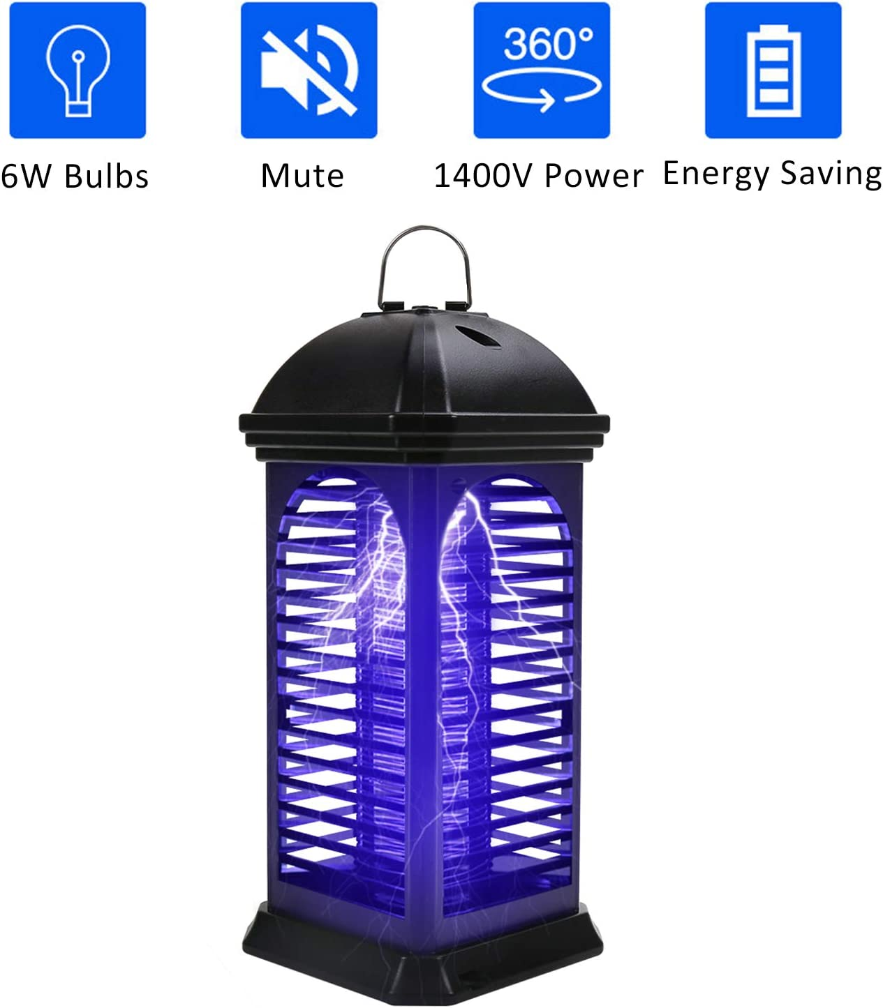 Bug Zapper Electric Indoor Insect Killer Suspensible UV Light | Mosquito Killer Bug Fly Pests Attractant Trap Zapper Lamp W/Powerful 1000V Grid for Indoor Home Bedroom,Kitchen, Office