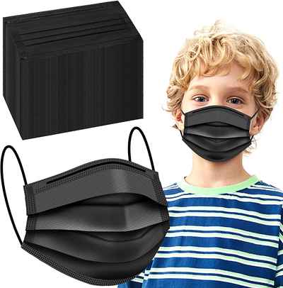 100 Pcs Disposable Face Masks, Black Disposable Face Masks, 3 Layer Black Face Mask