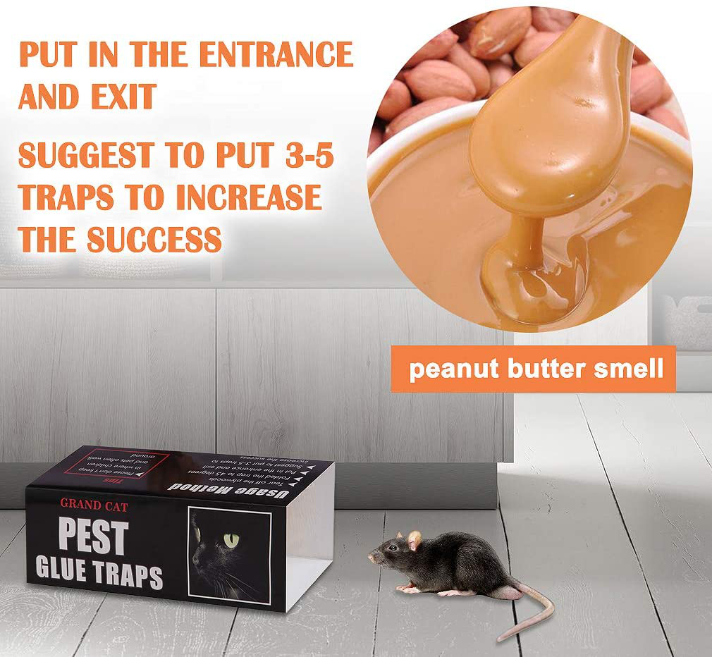 Mouse Glue Traps Large Size,5 Pieces Peanut Butter Mouse Traps Glue Pads Super Sticky Boards for Indoor and Outdoor Mice, Rats, Cockroach, Spiders