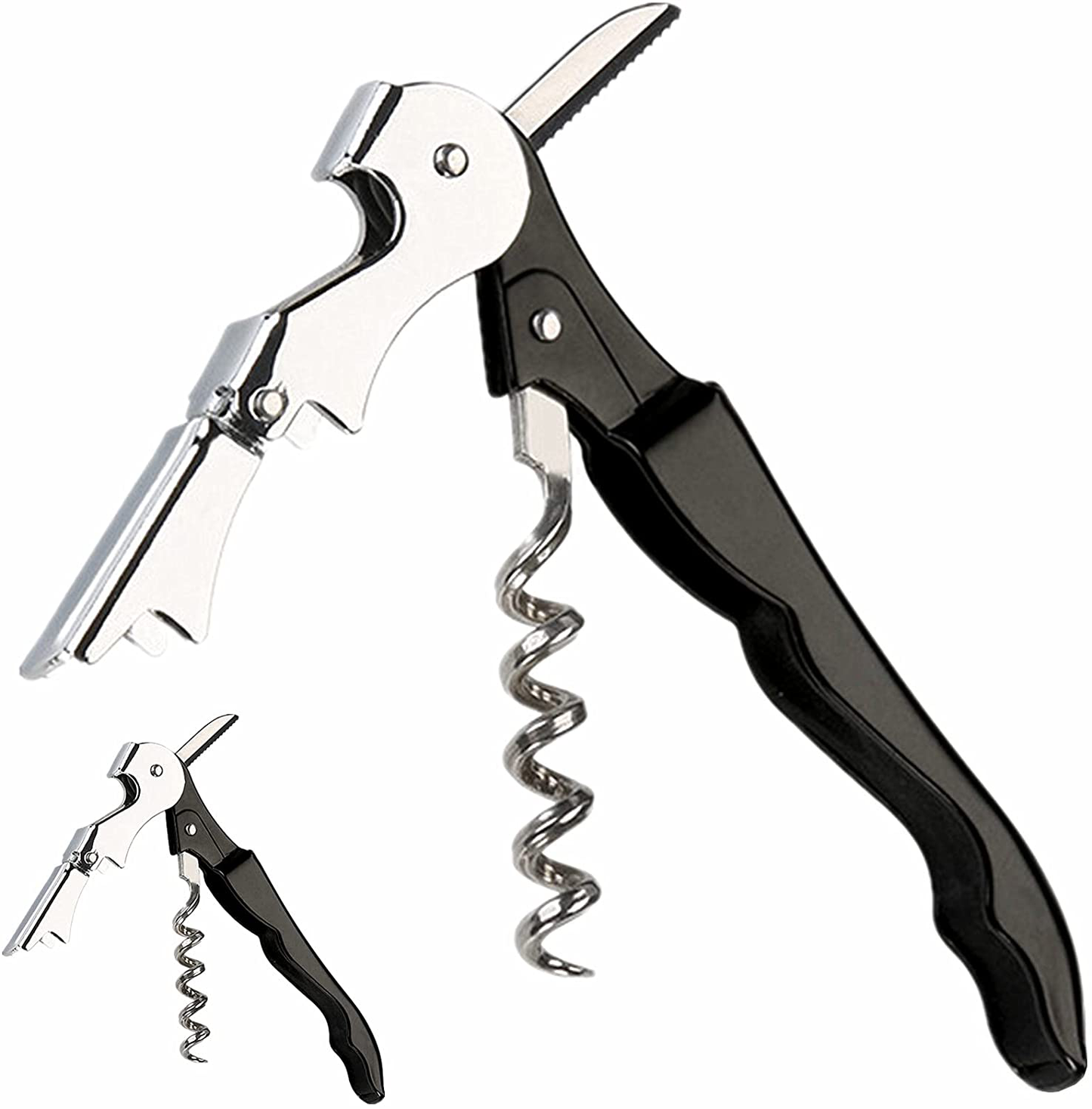 Aoineeseo Waiter Corkscrew, Wine Opener with Serrated Foil Cutter (Black, 12 Pack)