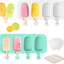 Ouddy Upgrade 2 Pack Large Popsicle Molds, Ice Cream Mold & Silicone Cakesicle Molds with 50 Wooden Sticks & 30 Popsicle Bags for DIY Ice Pop and Cake