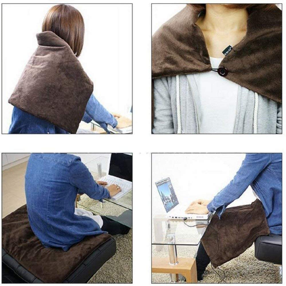 USB Heated Shawl, Warm Electric Throws Flannel Blanket Heating Cushion Pad Blanket - 3 Speed Regulating Switch 34"X22"