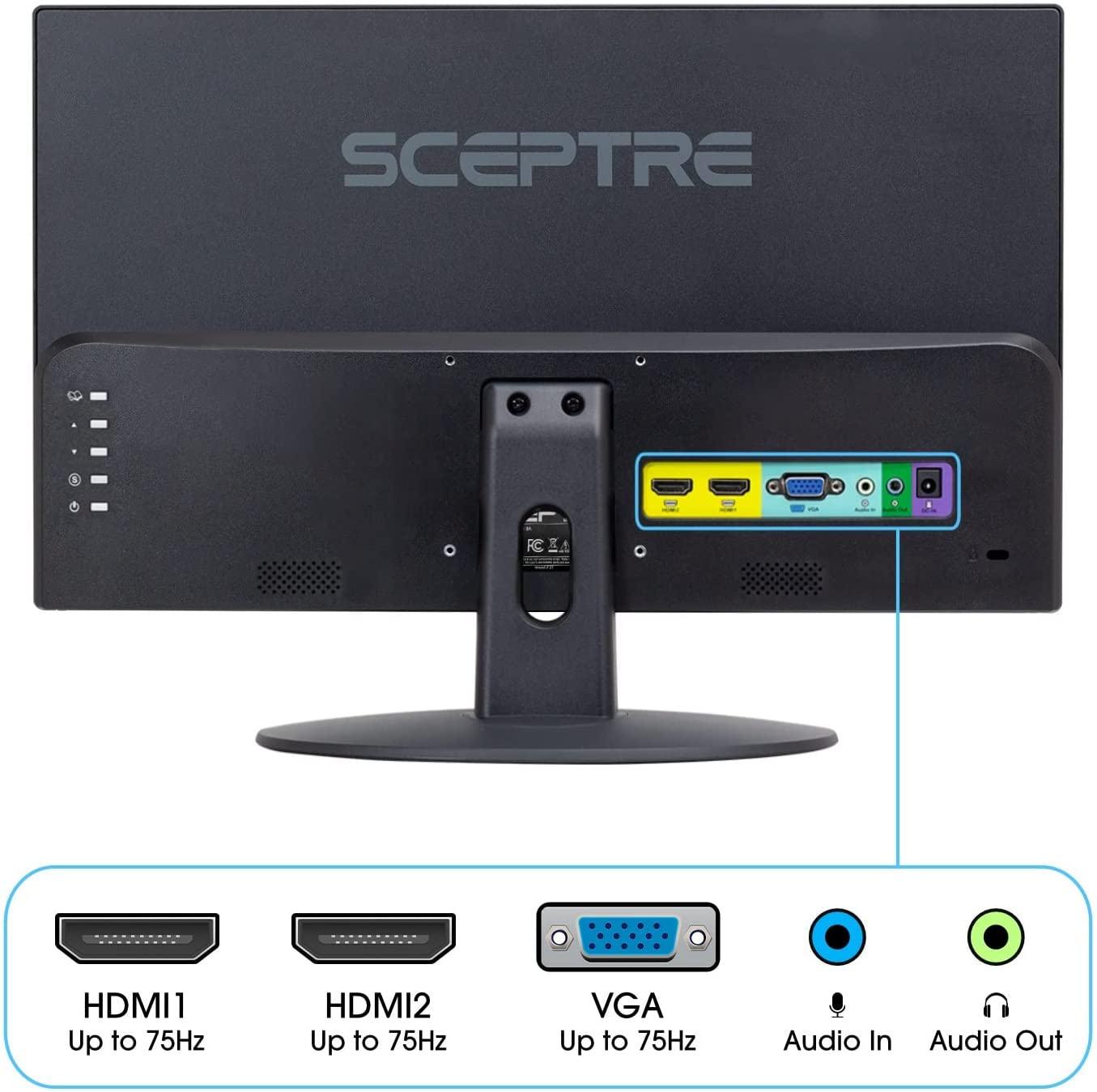 Sceptre E225W 22" Ultra Thin 75Hz 1080P LED Monitor 2X HDMI VGA Build-In Speakers, Metallic Black