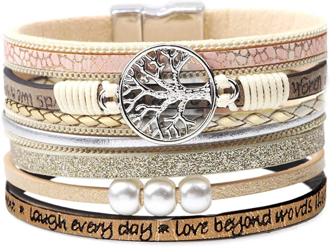 Inspirational Tree of Life Leather Bracelets for Women,Birthday Easter Jewelry Gifts for Teens Girls