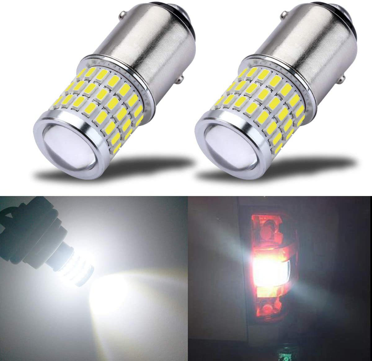 iBrightstar Newest 9-30V Super Bright Low Power 1157 2057 2357 7528 BAY15D LED Bulbs with Projector replacement for Turn Signal Lights and Brake Lights