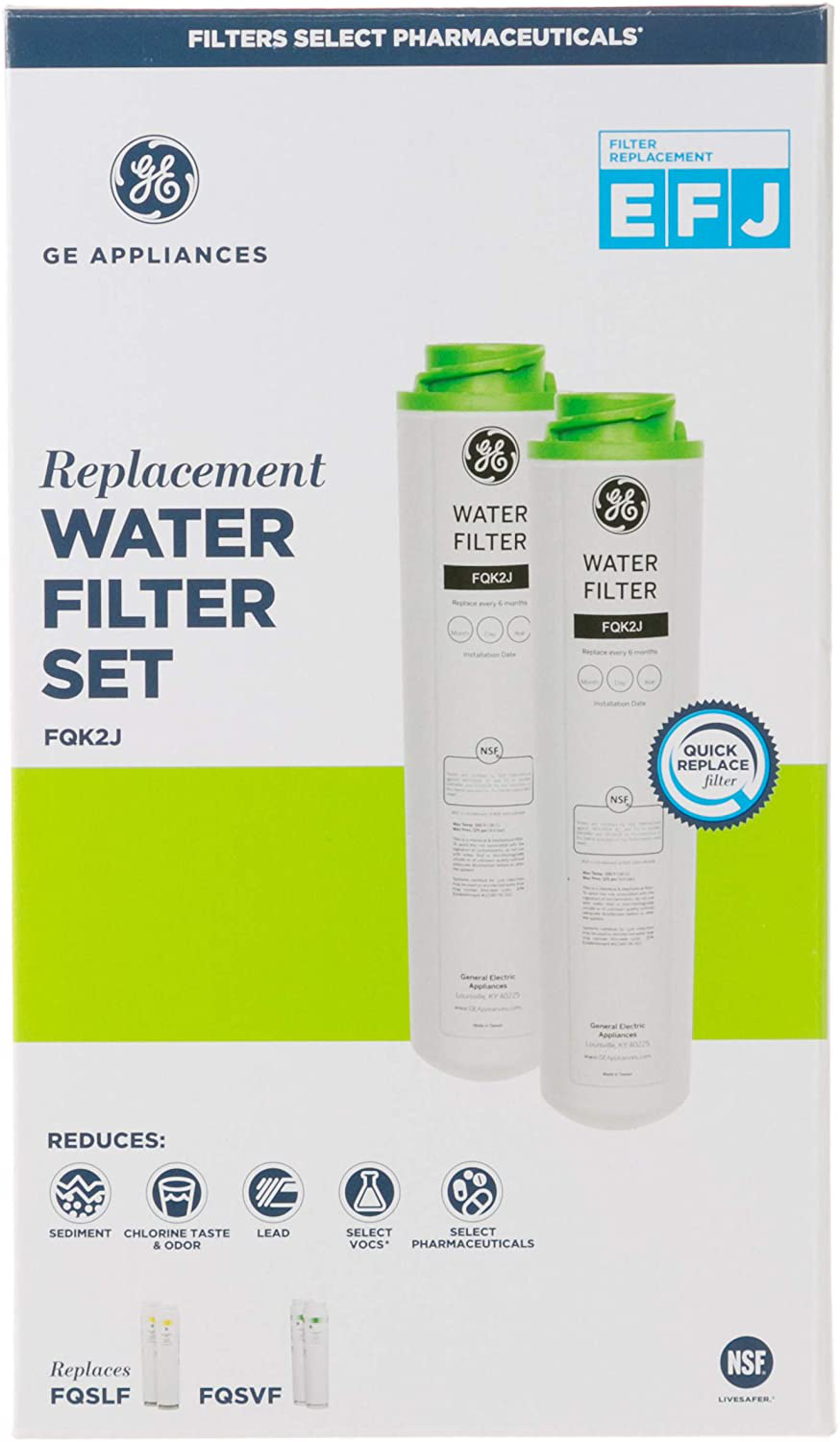 GE FQSVN FQSVF Replacement Filter Set, 2 Count (Pack of 1), White