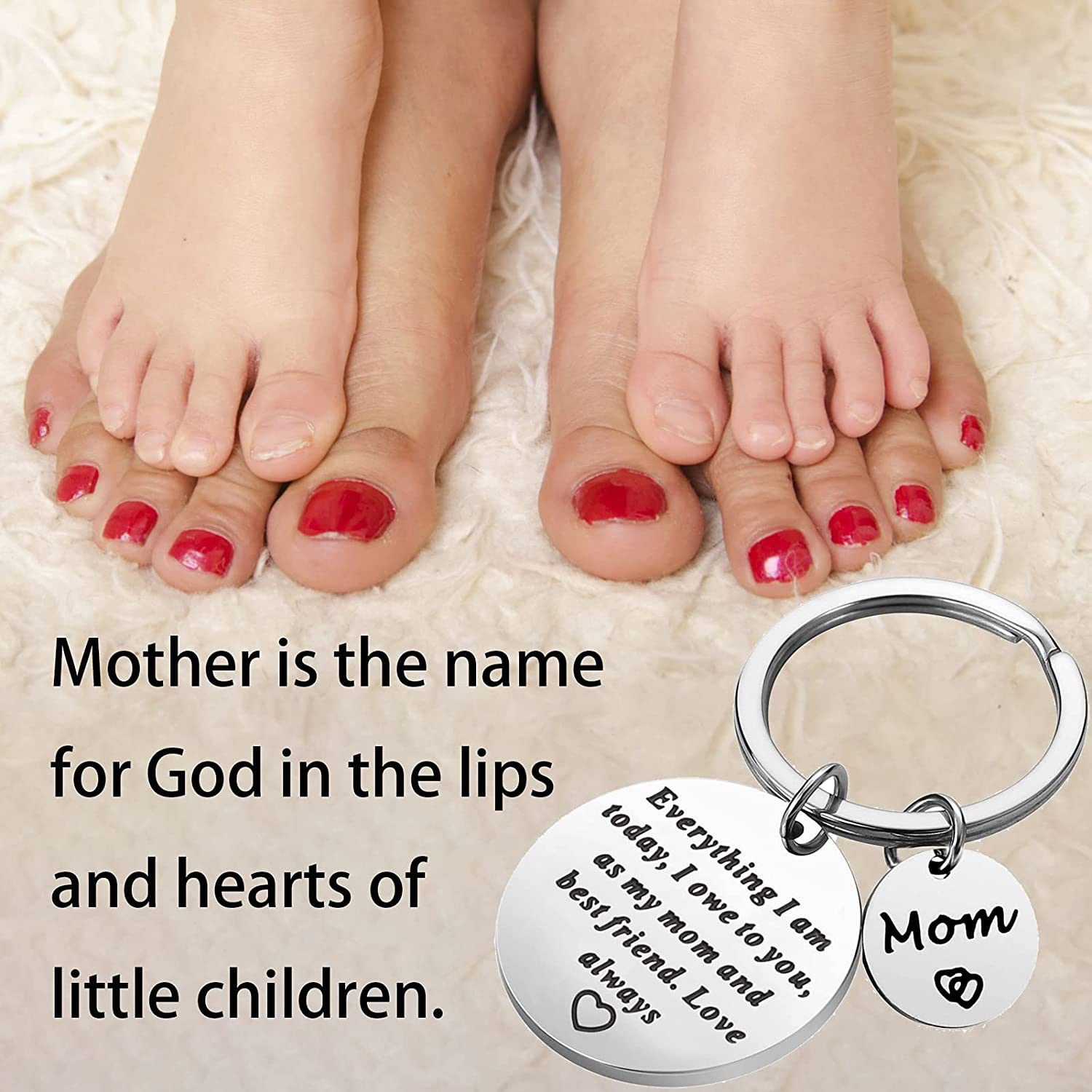 Gaoikerr Mother Day Keychain,Mom Birthday Gifts from Daughter Keychain-As My Mom and Best Friend,Love Always