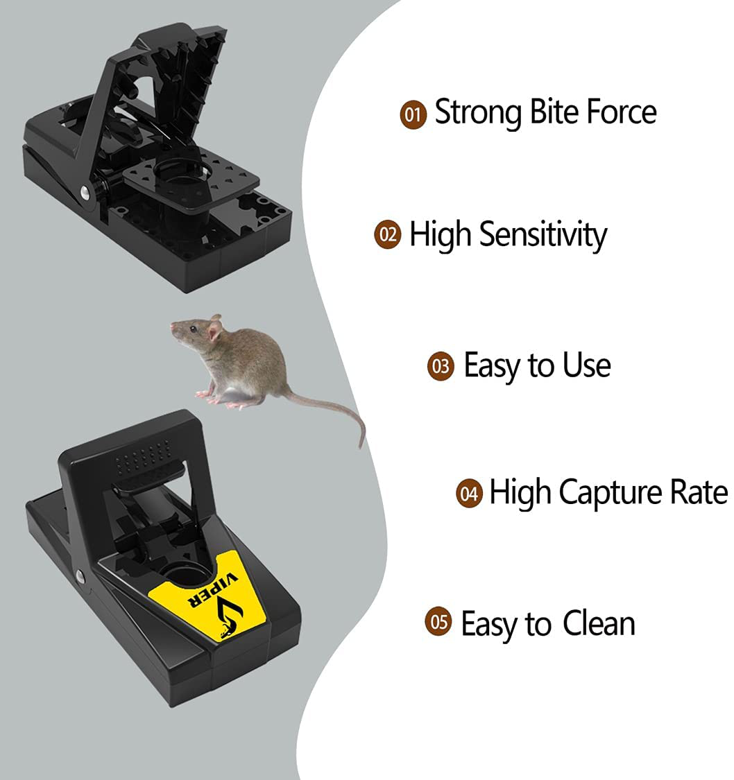 Viper Mouse Traps Lightning Fast Snap Trap, Premium Mouse Trap for Indoor / Outdoor - 6 Pack