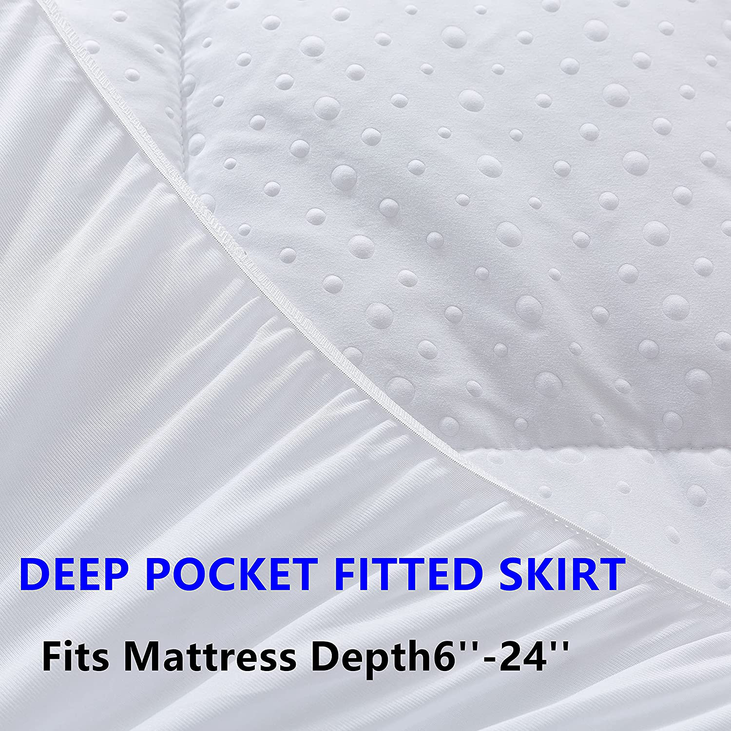 Mattress Pad Pillow Top Mattress Cover Quilted Fitted Mattress Protector 6-24" Deep Pocket Cooling Mattress Topper(Queen Size)