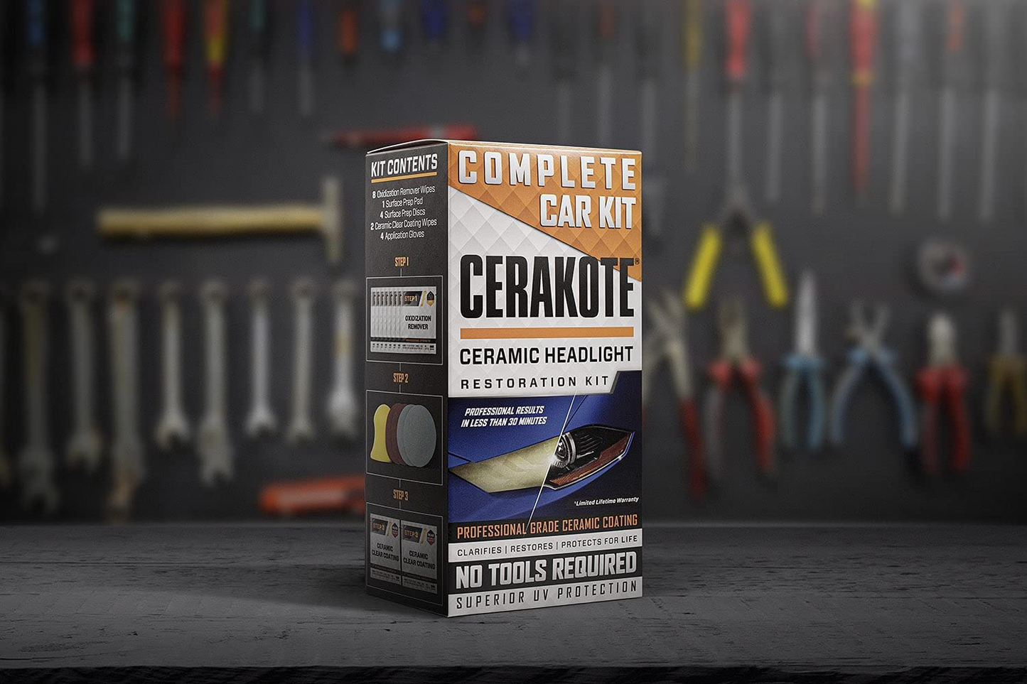 CERAKOTE Ceramic Headlight Restoration Kit – Guaranteed To Last As Long As You Own Your Vehicle – Brings Headlights back to Like New Condition - 3 Easy Steps - No Power Tools Required