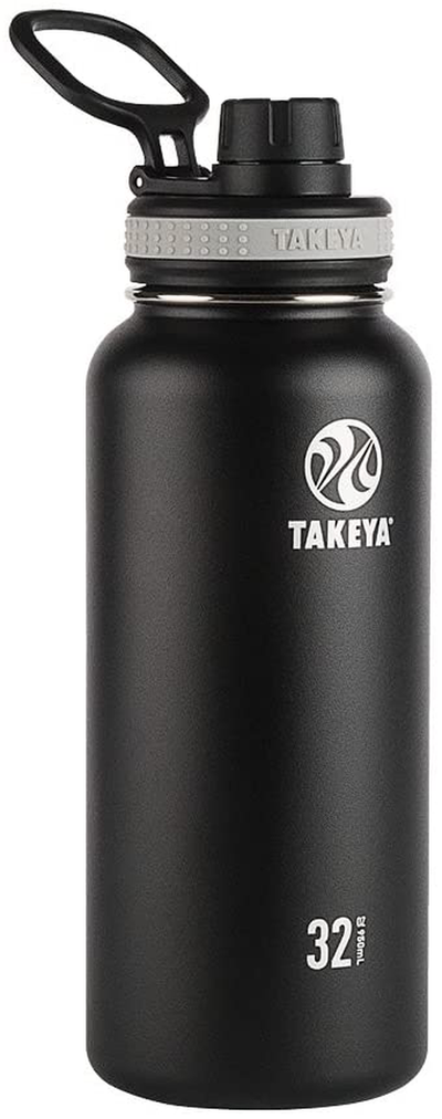 Takeya Black Originals Vacuum-Insulated Stainless-Steel Water Bottle, 32oz