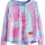 SweatyRocks Women's Long Sleeve Hoodie Sweatshirt Colorblock Tie Dye Print Tops