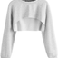 SweatyRocks Women's Casual Solid Cut Out Front Long Sleeve Pullover Crop Top Sweatshirt