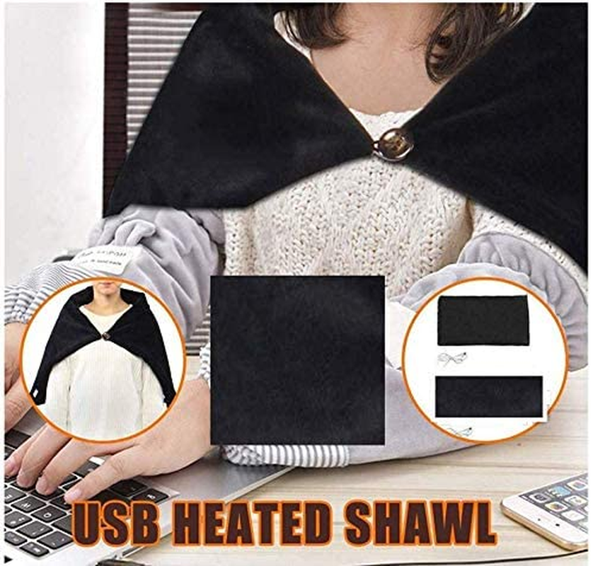 USB Heated Shawl, Warm Electric Throws Flannel Blanket Heating Cushion Pad Blanket - 3 Speed Regulating Switch 34"X22"