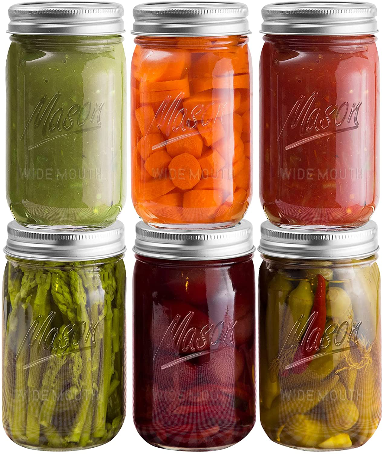 Mason Jars 16 oz (6 Pack), Regular Mouth Canning Jars with Lids and Bands,Glass Jars with Lids for Overnight Oats,Storing Food,Canning,Canning,Preserving, Jam,Jelly