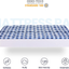 SLEEP ZONE Quilted Mattress Pad Cover Printed Geometric Grid Topper Overfilled Fluffy Soft Pillow Top Down Alternative Fill Fits up to 21 inch Deep Pocket, Blue, King