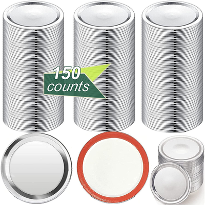 150 Pieces Regular Mouth Canning Lids for Ball, Kerr Jars - Split-Type Metal Mason Jar Lids for Canning - Food Grade Material, 100% Fit & Airtight for Regular Mouth Jars