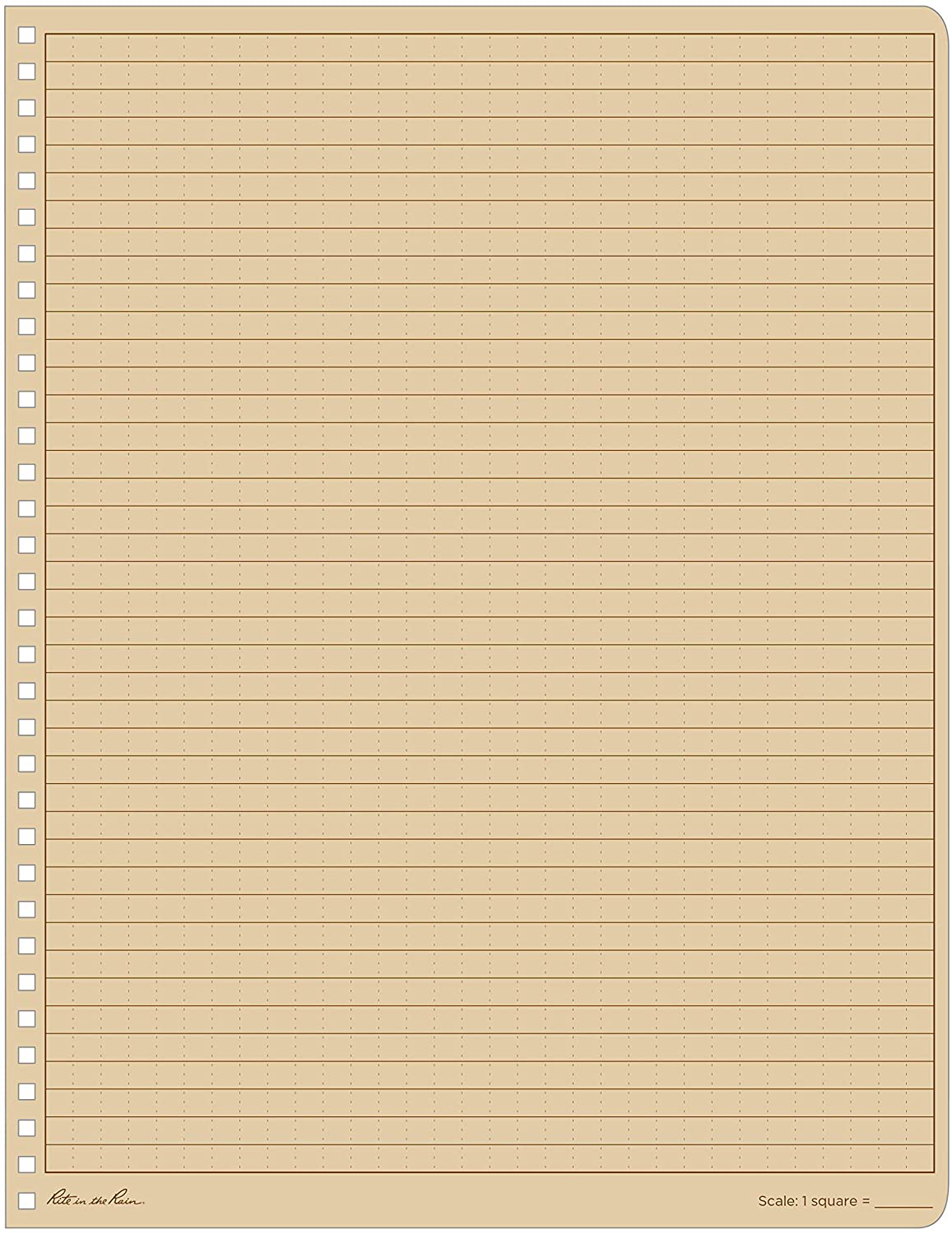 Rite in the Rain Weatherproof Side Spiral Notebook, 8.5" X 11", Tan Cover, Universal Page Pattern (No. 973T-MX), One Size