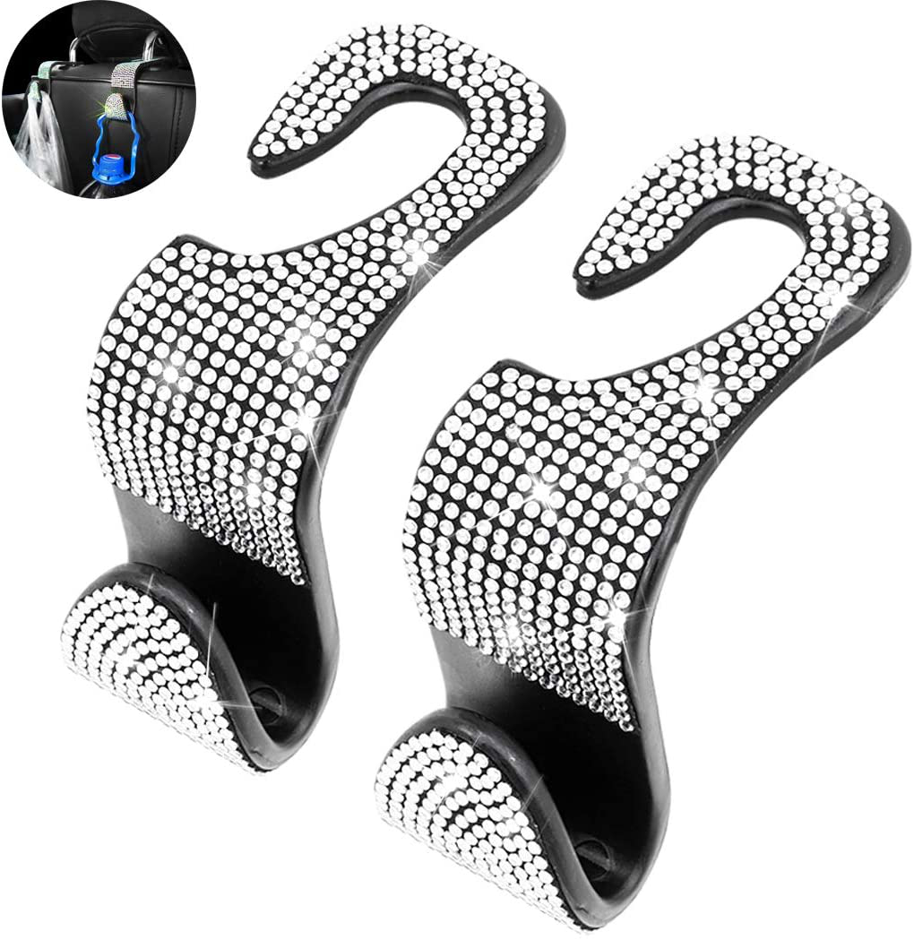 SEAMETAL Bling Car Hooks Front Seat,Auto Hooks Bling Car Hangers,Bling Car Seat Hanger Backseat 2PACK