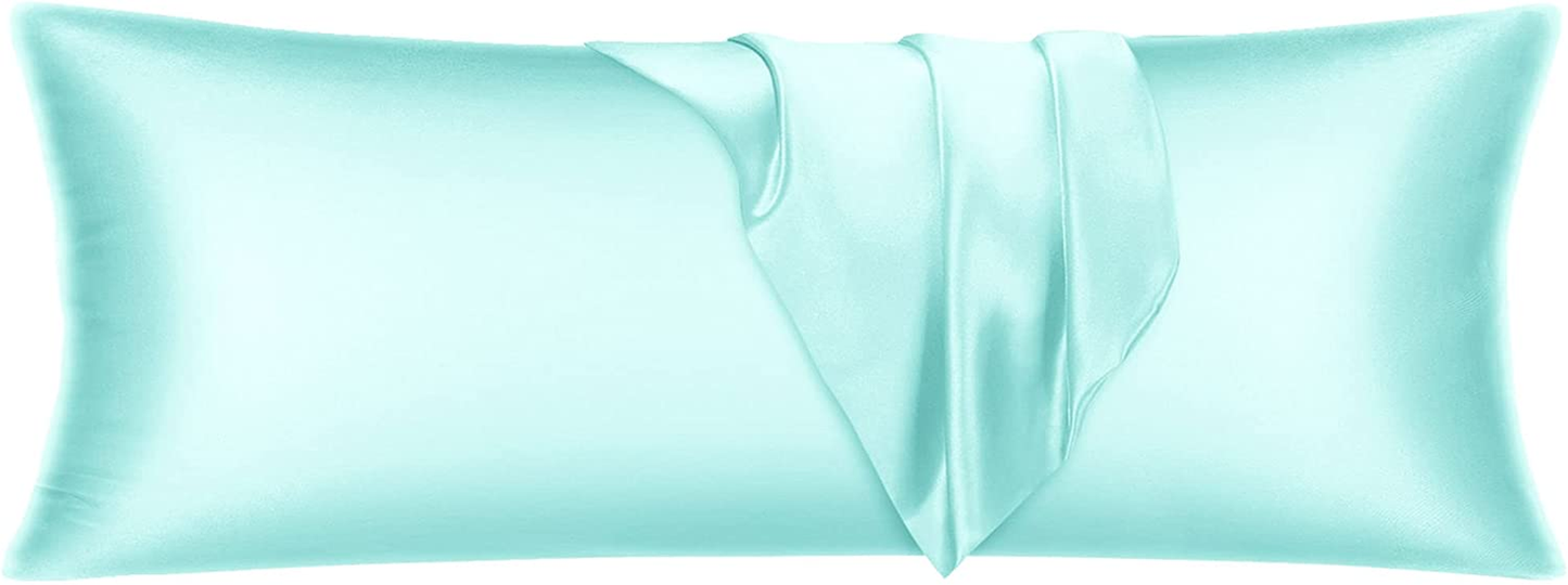 Satin Pillowcase for Hair and Skin,Standard Size Pillowcase Set of 2 with Envelope Closure,Soft Silky Pillow Cases 2 Pack(20X26 Inches,White)