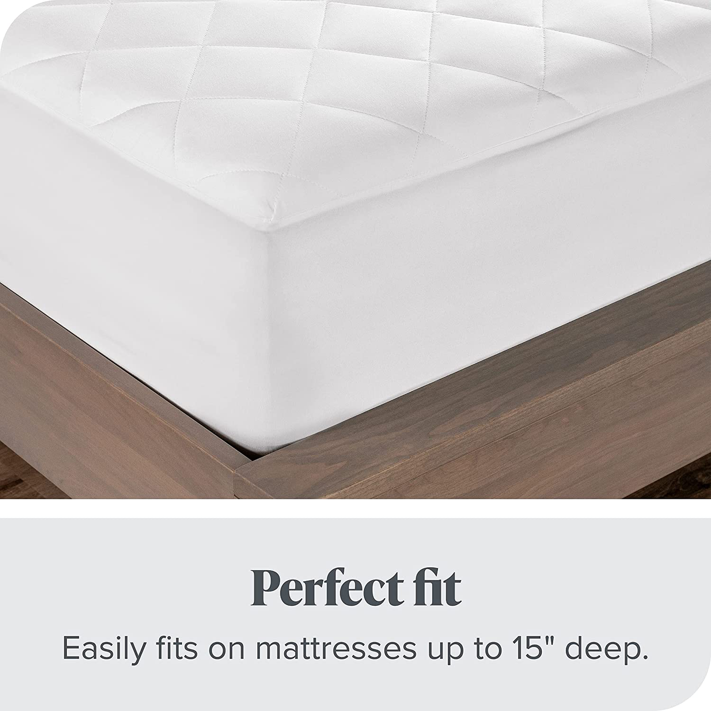 Bare Home Quilted Fitted Mattress Pad (Full) - Cooling Mattress Topper - Easily Washable - Elastic Fitted Mattress Cover - Stretch-to-Fit up to 15 Inches Deep (Full)