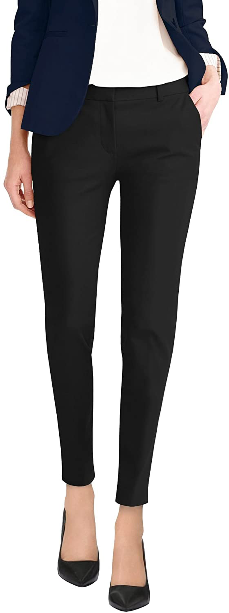 Hybrid & Company Womens Super Comfy Flat Front Stretch Trousers Pants
