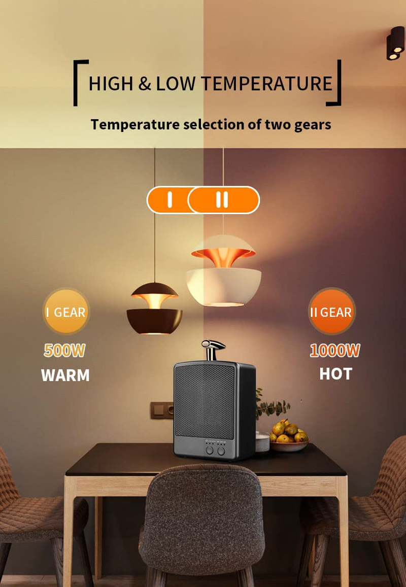 FVBADE Heater Blower Heater Dish, Portable Electric Heater Space Fast Heating,Tip-Over & Overheating Protection,Three-Speed Adjustment,Timing Function with anti Scald Handle for Indoor Use Office& Home